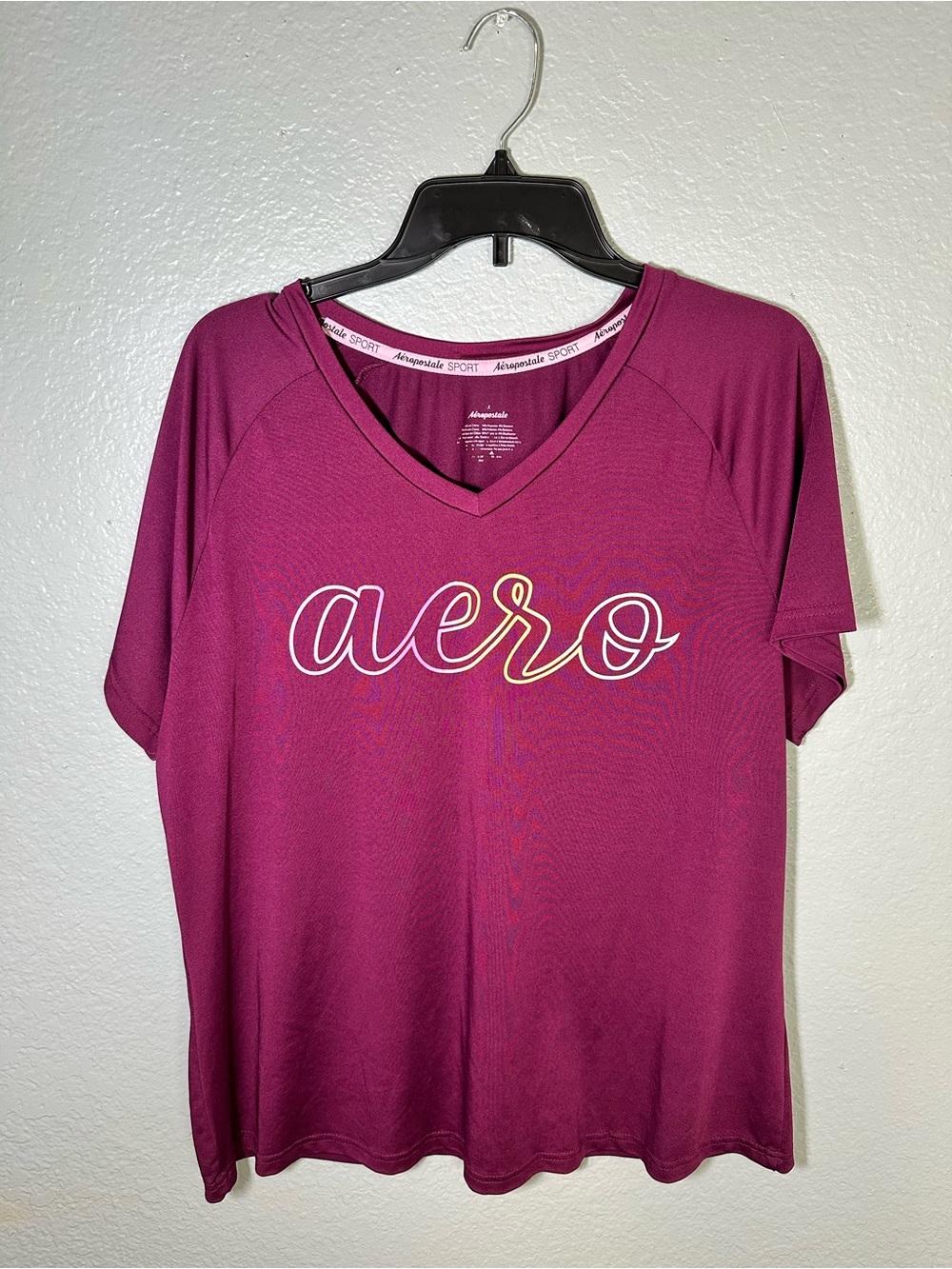 Aeropostale Women's V-Neck Tee - Deep Berry